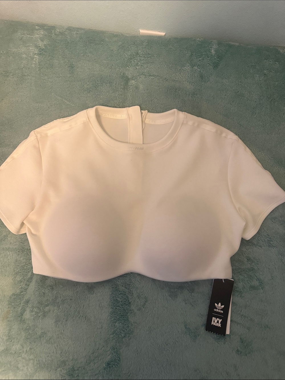 IVY PARK Women's White Sculpted Short Sleeve Crop Top